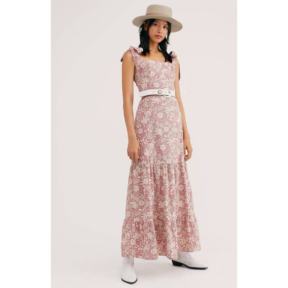 Free People In The Fields Maxi Dress Pink Combo Size 4